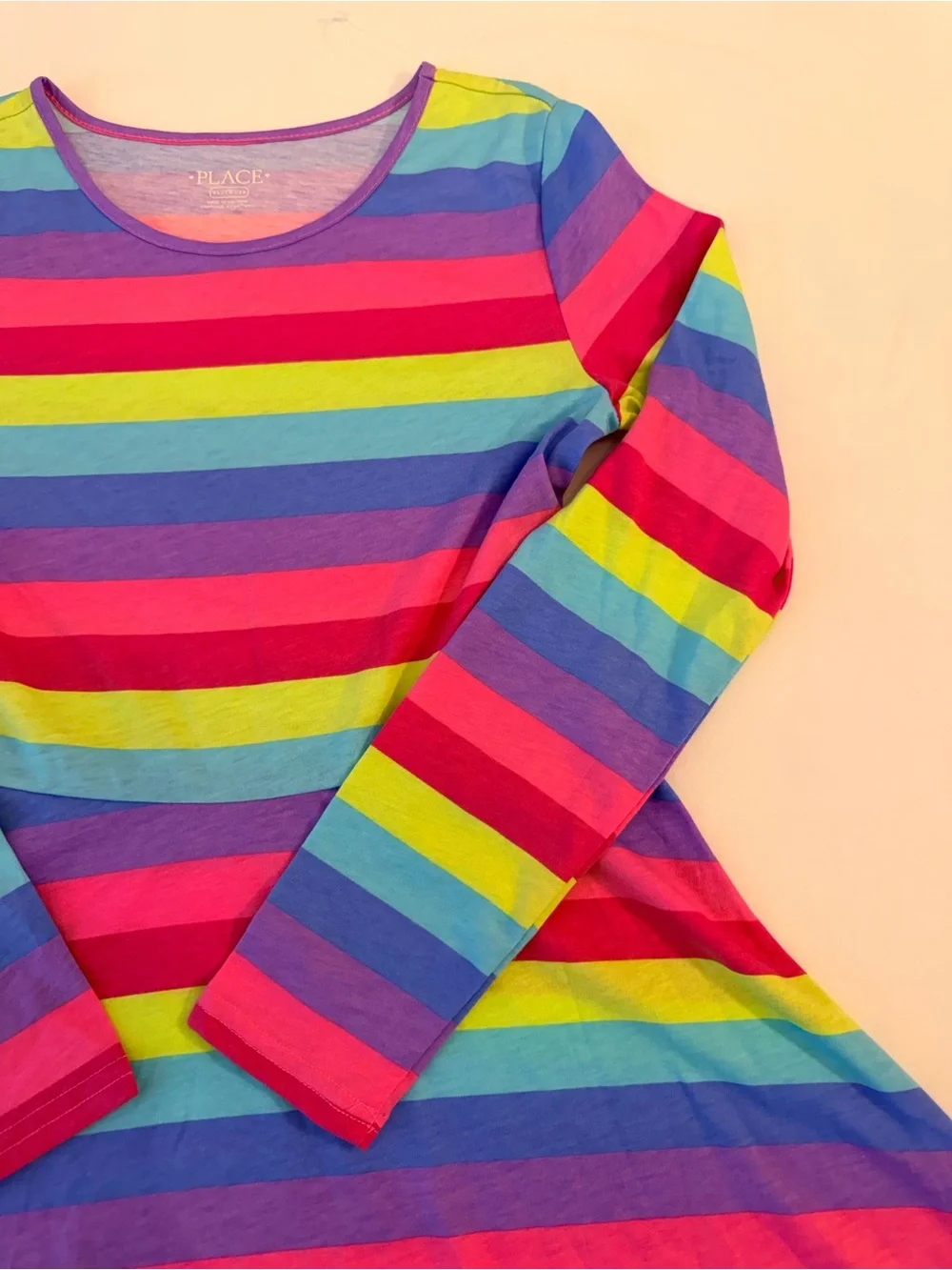 The Children’s Place Bright Rainbow Striped Long Sleeve Skater A-line Dress XL - Picture 4 of 14